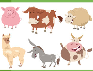 Fototapeta na wymiar cartoon funny farm animal characters set