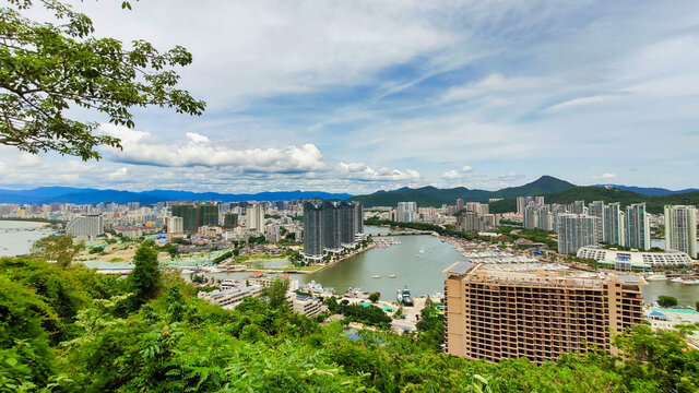 Residential Houses, Hotels And Yachts Near The Coast Of Sanya. Marina. South China Sea. Hainan Island. Asia.