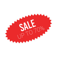 Red sale starburst sticker - stared oval label and badge with best offer and discount sign.