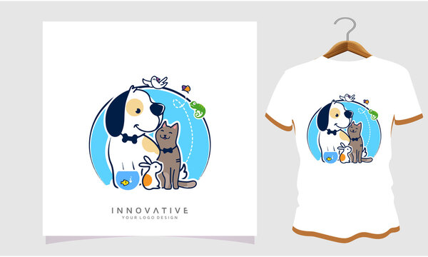 Dogs cats fish and rabbits together, Dog T Shirt Images, Stock Photos and Vectors