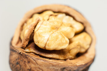 Walnuts on white background
