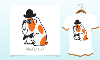 Wearing a cap on the head of a beautiful plump dog, Dog T Shirt Images, Stock Photos and Vectors