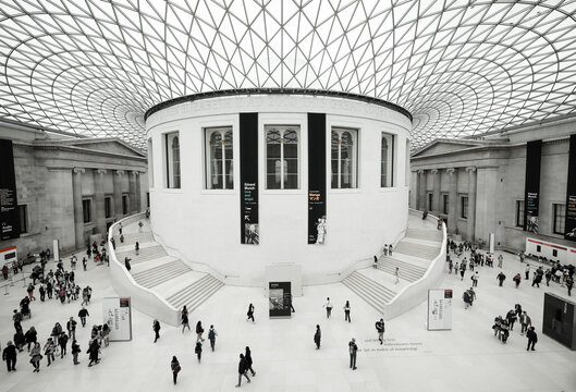 London, UK: details of modern white structure of the  British Museum