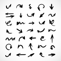 Vector set of hand-drawn arrows, elements for presentation