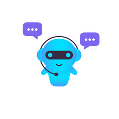 Chatbot icon. Online assistant bot landing page template. Dialog, message. Technical support. For web page. Vector on isolated white background. EPS 10