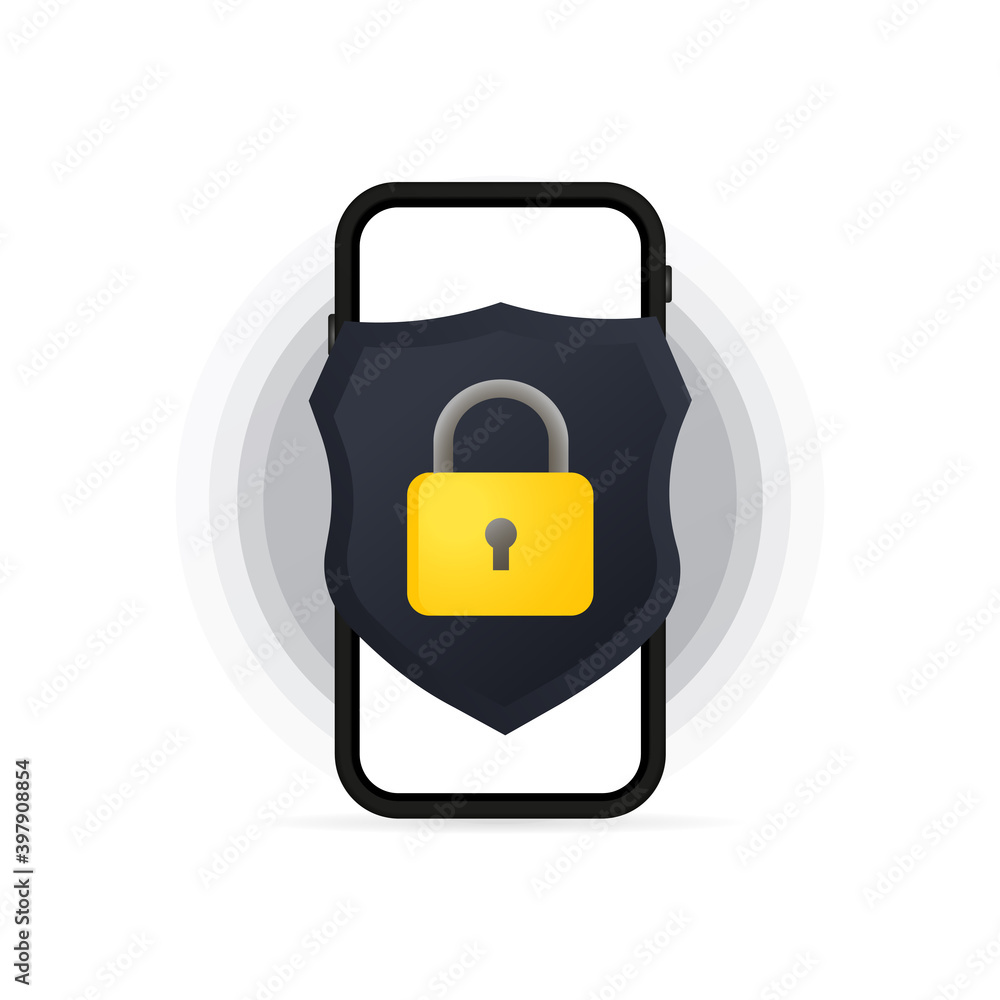 Aufkleber smartphone privacy data protection banner. confidential data secure concept. vector on isolated whit