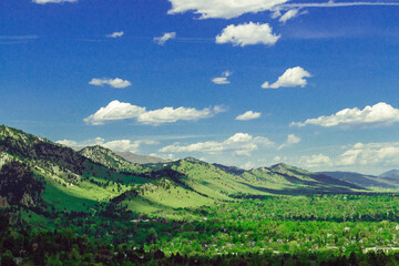 Fototapeta na wymiar Boulder mountains w blue sky