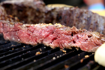 Traditional Brazilian meat for barbecue. Grilled steaks 