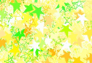 Light Green, Yellow vector backdrop with small and big stars.