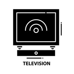 television symbol icon, black vector sign with editable strokes, concept illustration
