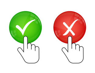Green and red round with yes and no vector sign on a white background. Vector stock illustration.