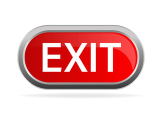 Emergency red exit sign. Protection symbol. Fire icon. Vector stock illustration.