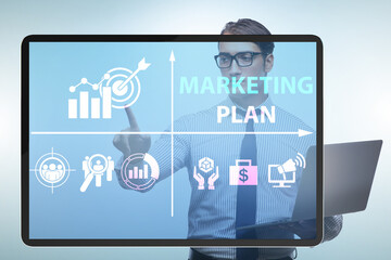 Marketing plan concept illustration with businessman