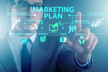 Marketing plan concept illustration with businessman