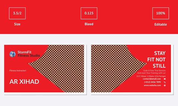 Business Card gym Vector abstract runner and personal trainer. Ai file