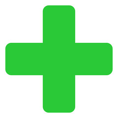 Green cross icon with flat style. Isolated vector green cross icon image on a white background.