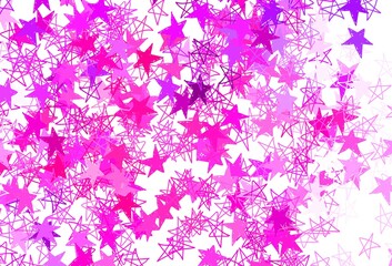 Light Pink vector backdrop with small and big stars.
