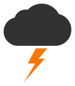 Thunderstorm icon with flat style. Isolated vector thunderstorm icon image on a white background.