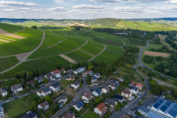 Weinberge aus der Luft, Weinanbau, gr&uuml;ne Felder in Baden W&uuml;rttemberg in Deutschland