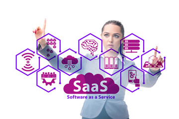 Software as a service - SaaS concept with businesswoman