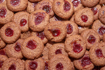 Freshly Baked Chocolate Cherry Jam Biscuits Assortment