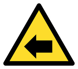 Left direction warning icon with flat style. Isolated vector left direction warning icon image on a white background.