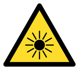 Sun radiation warning icon with flat style. Isolated vector sun radiation warning icon image on a white background.