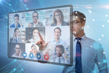 Concept of remote video conferencing during pandemic