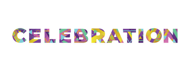 Celebration Concept Retro Colorful Word Art Illustration