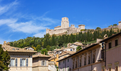 Fototapeta na wymiar View of The Fortress Rocca Maggiore - Assisi, Umbria Region, Italy