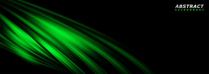 Abstract Dark Black Combine with Colorful Green Lines Waves Design. Usable for Background, Wallpaper, Banner, Poster, Brochure, Card, Web, Presentation. Vector Illustration Design Template.