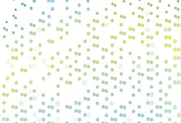 Light Green, Yellow vector pattern with christmas snowflakes.
