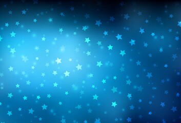 Obraz na płótnie Canvas Dark BLUE vector template with ice snowflakes, stars.