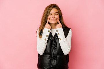 Young skinny caucasian teenager girl doubting between two options.