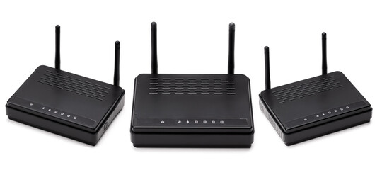 set of wifi router isolated on a white background. wireless hardware equipment