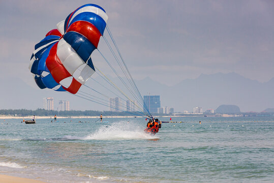 parasailing on the sea