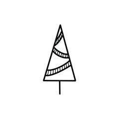 Fototapeta premium Triangle Christmas tree pattern modern flat design. Minimal fir pine graphic design element vector illustration with garland. Can be used for printed materials leaflets posters, business card web bag