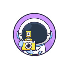 set of cute astronaut photography holding camera