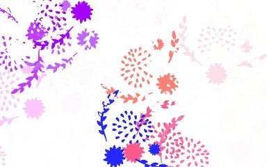 Light Green, Red vector doodle pattern with flowers