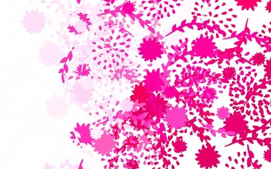 Fototapeta na wymiar Light Pink vector doodle background with flowers