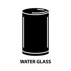 water glass icon, black vector sign with editable strokes, concept illustration