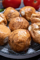 Tasty Italian food, small balls of smoked mozzarella soft cheese