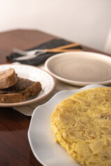 Spanish omelette with home baked bread.