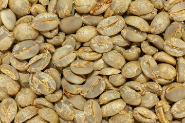Unroasted artesanal gourmet coffee beans pattern