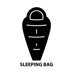 sleeping bag icon, black vector sign with editable strokes, concept illustration