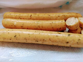 sausages on a white background