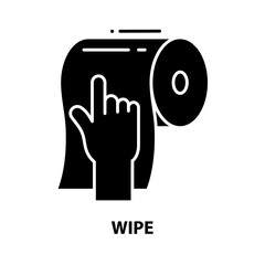 wipe icon, black vector sign with editable strokes, concept illustration