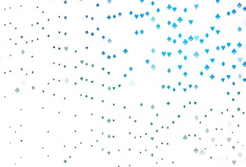 Light Blue, Green vector background with cards signs.