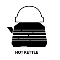 hot kettle icon, black vector sign with editable strokes, concept illustration