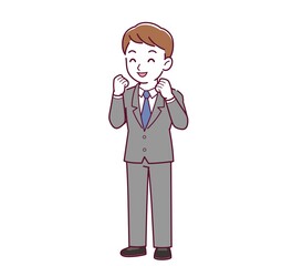 Young male employee in a gray suit